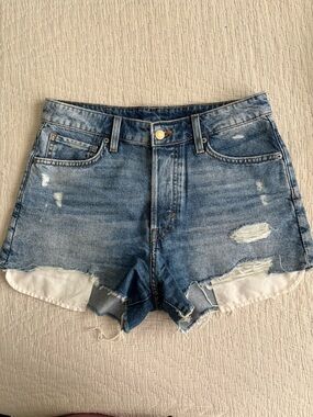 H&M Light Blue Distressed Denim Cutoff Shorts